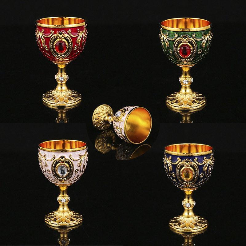 European-style High-end Light Luxury Liquor Wine Glass with Shoulder Small Wine Glass Household Metal Restaurant Spirits Glass One-shot Red Wine Glass