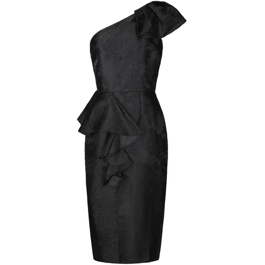 Vintage One Shoulder Ruffle Hem Sleeveless Dress High Waist Slim Fit Side Slit Spring Summer Elegance Wholesale