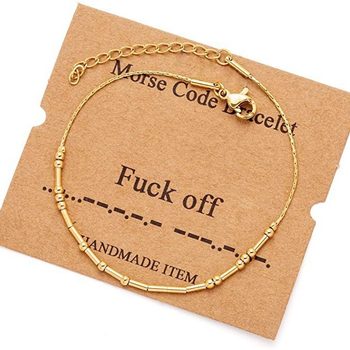 Cross-Border Hot Selling New Golden Metal Morse Code Couple Bracelet Manufacturer Ready Stock