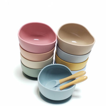 New Baby Food Bowl Food Grade Silicone One-piece Suction Cup Silicone Bowl Baby Eating Training Feeding Tableware