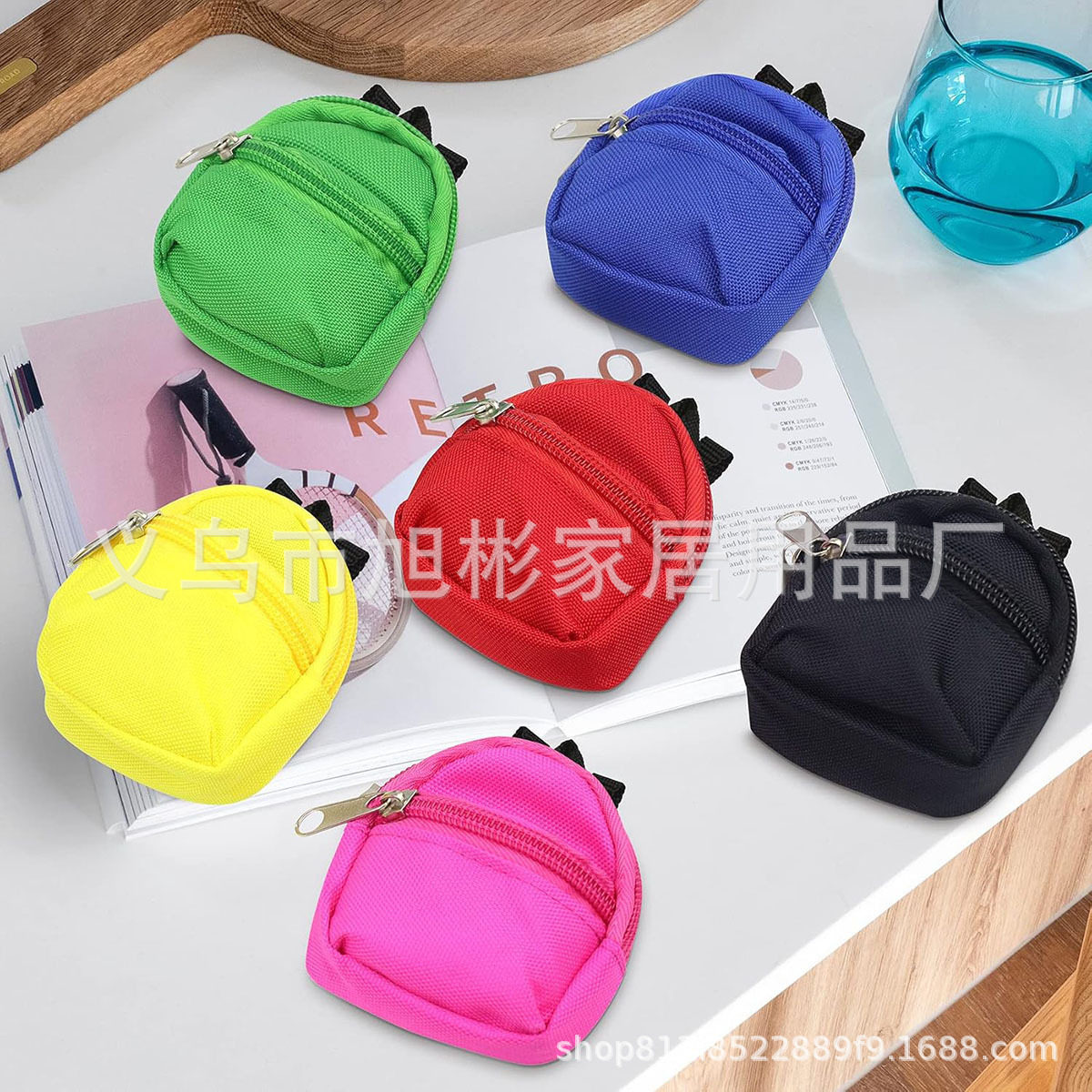 Double Shoulder Zipper Small Coin Purse Pendant Small Schoolbag Keyring Keychain Mini Small Backpack Doll Coin Purse