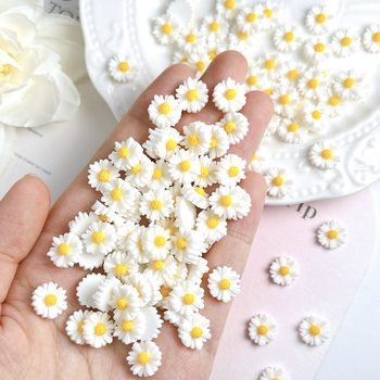 Cross-Border Hot Selling Daisy Lily Flower Nail Art Jewelry Small Fresh Ins Wearable Nail Phone Case Material Accessories Wholesale