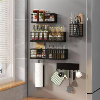 Amazon 6-Piece Magnetic Spice Storage Rack Suitable for Refrigerators and Ovens, Magnetic Storage Boxes and Containers