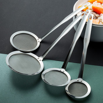 Ouyuan 304 Stainless Steel Skimmer Strainer for Filtering, Skimming Oil, Frying, Soy Milk, Hot Pot, Oil Separation, Kitchen Commercial Use Spoon Filter