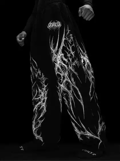Cross-Border Hot-Selling 2025 New Gothic Style Sports Fitness Loose Straight-Leg Sweatpants, One-Piece Dropshipping