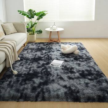 Nordic Gradient Tie-Dye Silk Wool Carpet for Bedroom Sofa, Cute Internet Celebrity Style, Room Bedside Bay Window Rug, in Stock