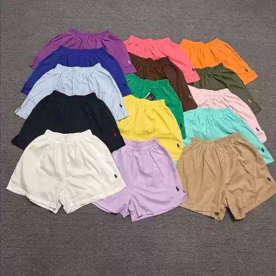 25 New Summer Style Solid Color Rl Pony Embroidery 15 Colors Lazy Old Money Style Linen Casual Versatile Five-Point Shorts for Women