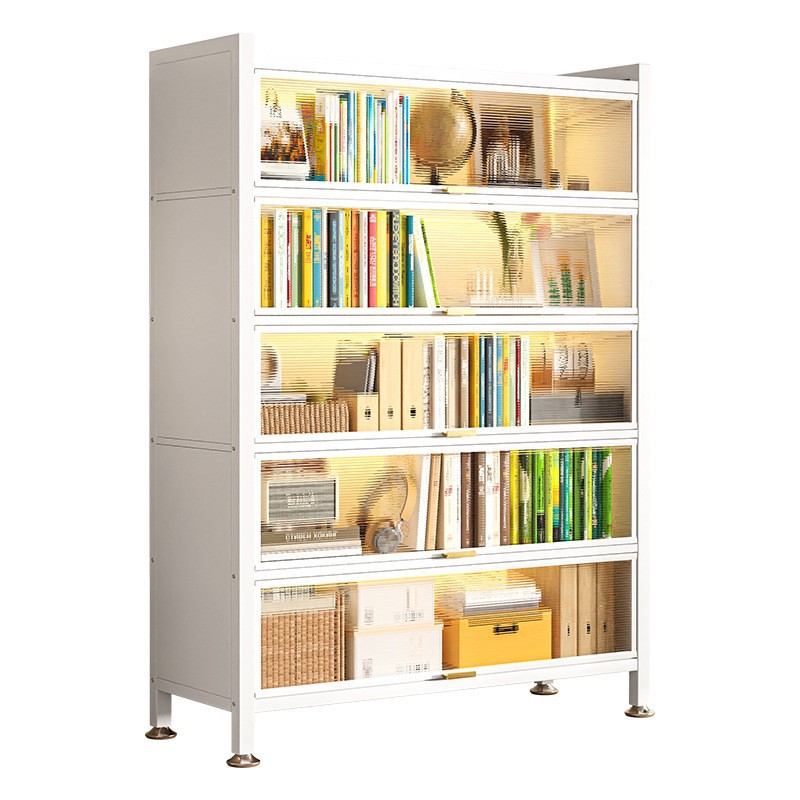 家用书柜带门防尘储物柜儿童多层落地铁艺书架客厅收纳钢制置物架