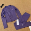 Purple top + nine-point pants suit