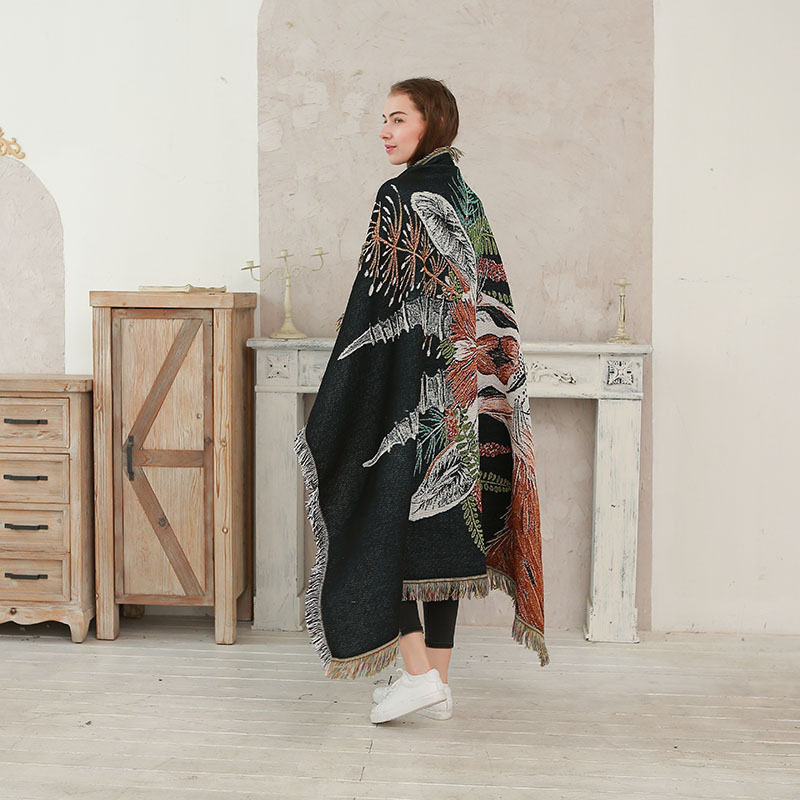 Cross-border ins Wind Water Chestnut deer line blanket sofa towel sofa cover dust cover camping blanket picnic mat a generation of hair