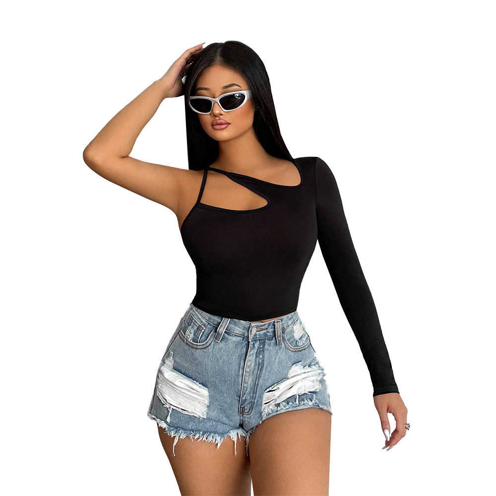 Womens Sexy Off Shoulder Long Sleeve T Shirt Irregular Fit Spring Summer Style Wholesale Available