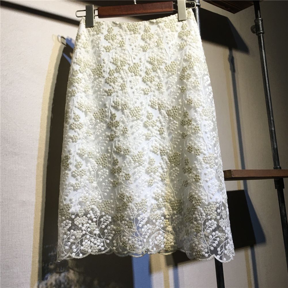 High Waisted Lace Mesh Midi Skirt A Line Silhouette Elegant Design Summer Fashion Wholesale Available