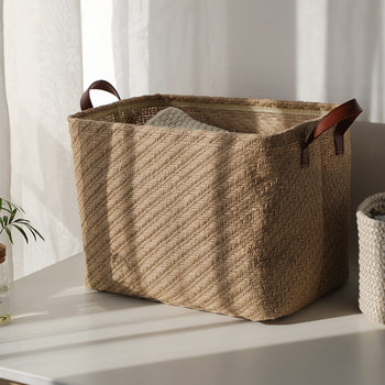Simple Wardrobe Storage Basket Jute Fabric Storage Foldable Storage Box Storage Box Sundry Book Storage