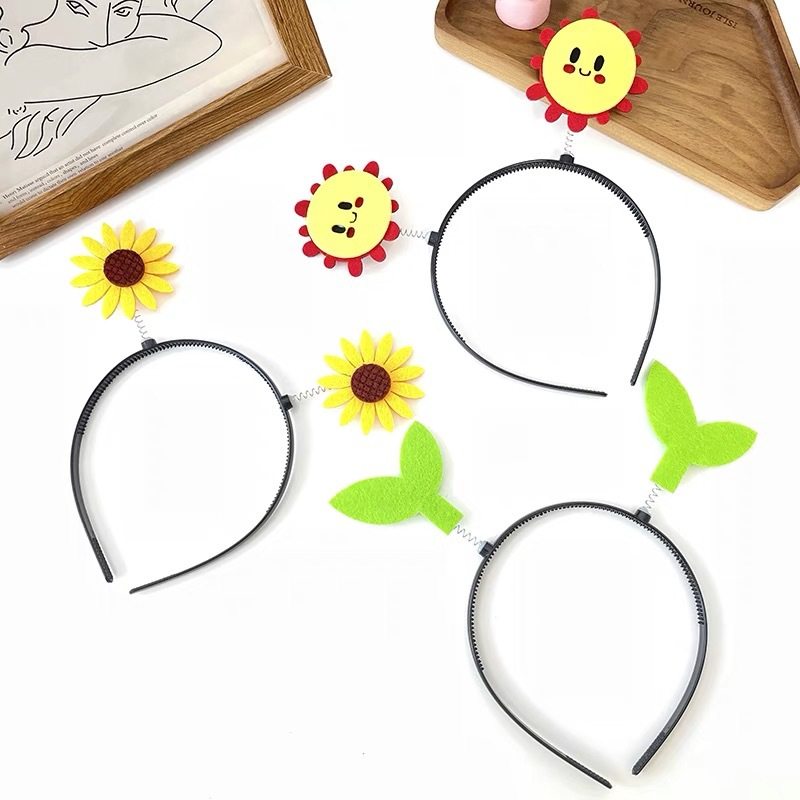 Cute cartoon star Smiley face headband lobster crab headband sapling bean sprout bean sprout hairpin sunflower headdress female