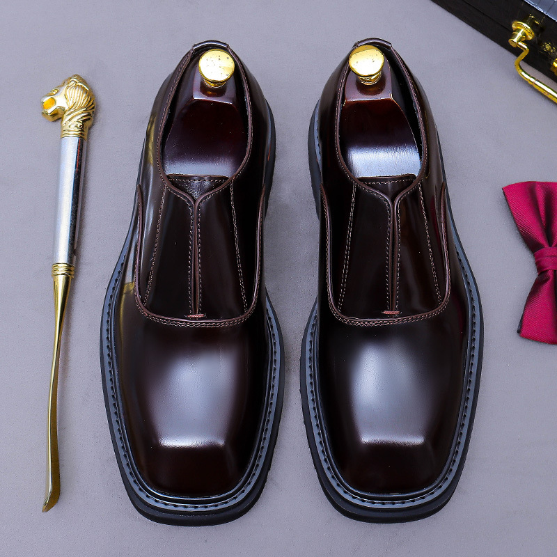 Giày Da Nam Chất Liệu Da Bò Phong Cách Hàn Quốc