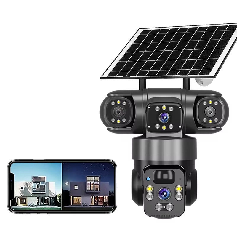 QL19 Panoramic 360-degree Three-picture Wireless Smart wifi/4G Solar Camera Monitoring Gun Ball