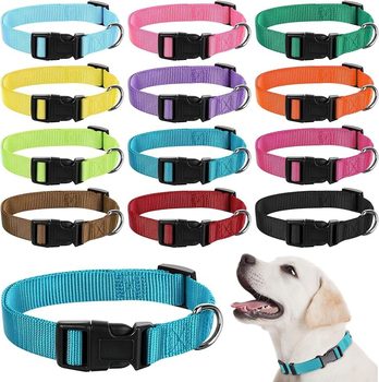 Amazon Cross Border 12 Pieces Dog Collar Bulk Adjustable Dog Collar with Quick Release Buckle Dog Collar for Dog Walking