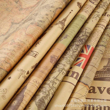Wrapping paper large oversized retro book cover gift gift flower bouquet wrapping paper nostalgic English old newspaper