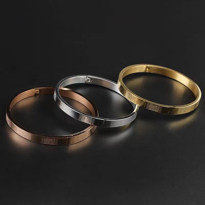 Thailand Akono Five Scripture Titanium Steel Bracelet Bangles Stainless Steel Bracelet Does Not Fade