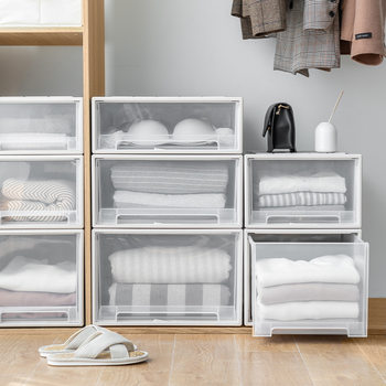 Wardrobe Storage Box Japanese-Style Drawer Clothes Storage Box Thickened Dustproof Household Installation-Free Plastic Storage Box