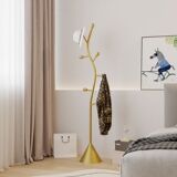 Кремовая вешалка для ветровок от пола до потолка, вешалка для спальни, простая вертикальная вешалка для верхней одежды высокого класса, бытовая вешалка для одежды