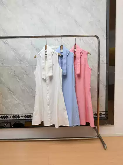 In-Stock Rl Ralph White Moonlight Long Dress with Horse Embroidery Logo, Elegant Commuter Style, Ladylike Turn-Down Collar, Tie Waist Dress
