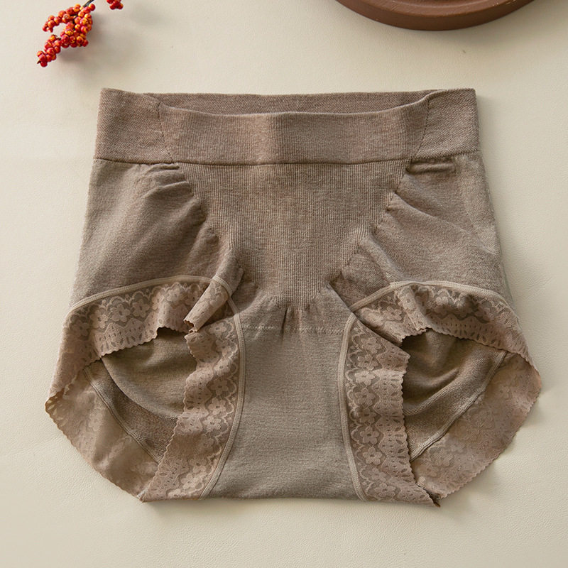 无缝内裤女100A抗菌桑蚕丝底档无痕包臀蕾丝中高腰收腹提臀大码