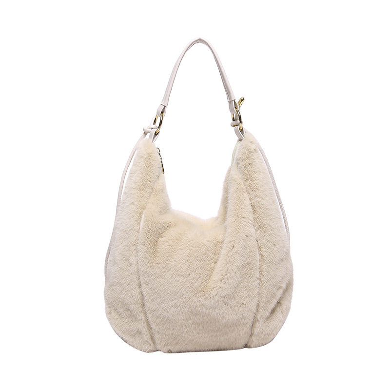 2024 autumn and winter new fluffy bag niche design fluffy underarm women's bag shoulder bag cross-border trendy dumpling bag