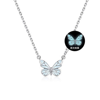 Butterfly Light Necklace Women's Simple Light Luxury Fashion New Blue Luminous Smart Butterfly Mori Aurora Clavicle Chain