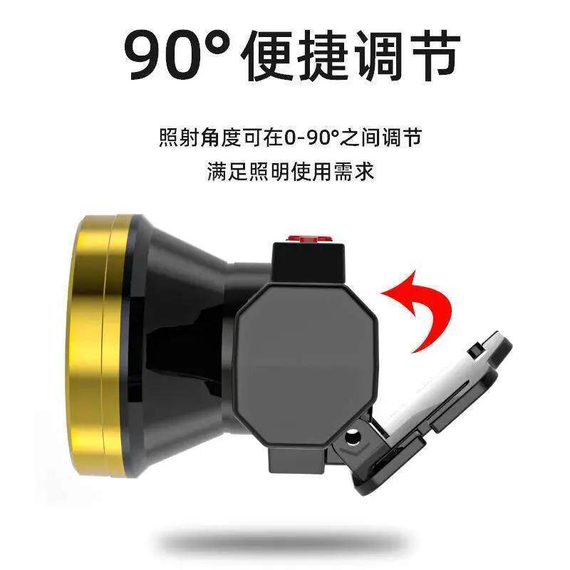 Led Night Fishing Strong Light Headlight Can Be USB Rechargeable Lithium Battery Small Headlight Fishing Outdoor Patrol Camping Style Head-Mounted Flashlight