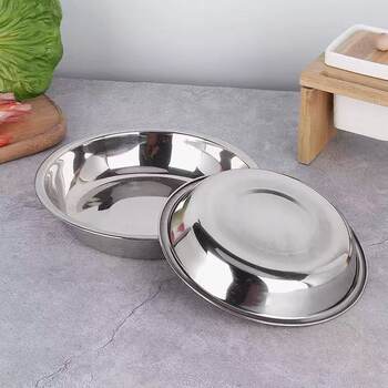 201 Non-magnetic Thickened Stainless Steel Disc Adjustable Plate with Magnetic Round Small Plate Thickened Soup Plate Shallow Plate Gift