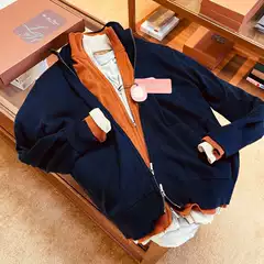 Luxury Goods! Imported Sheep Wool and Tencel Blend! Autumn and Winter Men's High-End Zipper Knitted Cardigan 5808
