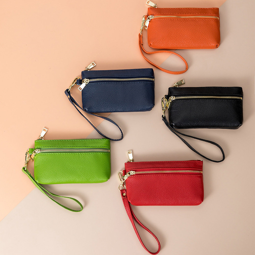 Genuine leather shopping bag small handbag clutch Korean style hand wrist portable mini bag coin purse