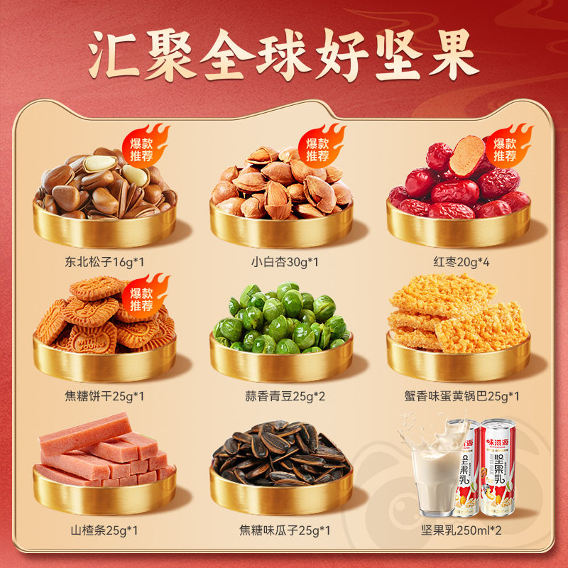 Aiziyuan Nuts Gift Box 14 Packaging Pine Nuts Almond Nuts Milk Nuts Roasted Nuts New Year Goods Gift Box Gift Box Gift
