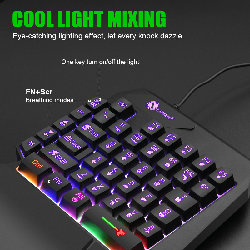 Limo GK103S LuminouS Gaming Keyboard Mechanical Feel Chicken Throne One-handed Keyboard Mobile Phone Keyboard and MouSe Converter