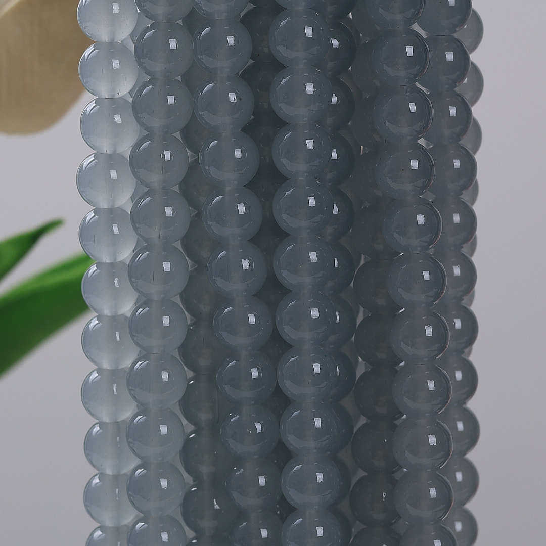 玻璃仿玉圆珠纯色散珠手工diy玉髓手链项链散珠子琉璃珠饰品配件