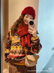 Pata Autumn and Winter Retro Color Vintage Vintage Polar Fleece Fleece Pullover Jacket 25450