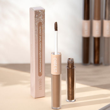 Qibest Double-Ended Liquid Eye Shadow Matte Matte Pearlescent Fine Glitter Flakes Stacked Natural Brightening High-Gloss Eye Shadow Liquid