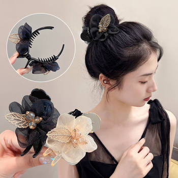 Marubeni Hair Clip Women's Summer Simple Elegant Flower Mesh Back Head Clip Hair Clip Hair Clip Headwear Hair Accessories