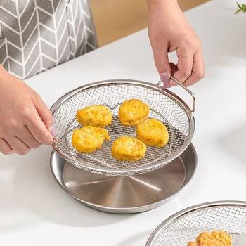 Stainless steel disc filter net household kitchen barbecue fried oil draining artifact snack oil filter plate draining net plate