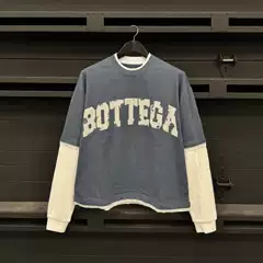 Cross-Border Street Style Letter Print Cotton Round Neck Fake Two-Piece Long-Sleeve T-Shirt Unisex Y2K Fashion Casual Loose Top Trendy