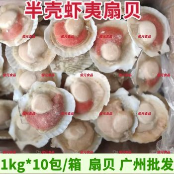 Hokkaido Scallops, High-Quality Half-Shelled Large Scallops, Shelled Scallops, Commercial Garlic Vermicelli Scallops, Japanese Barbecue Ingredients