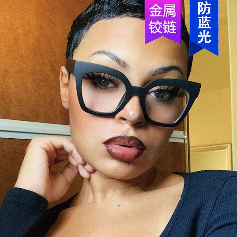 Kedun European and American Style Color-Blocked Cat-Eye Simple Plain Glasses with Blue Light Protection 2024 New Model Personalized Eyeglass Frames Versatile for Natural Look