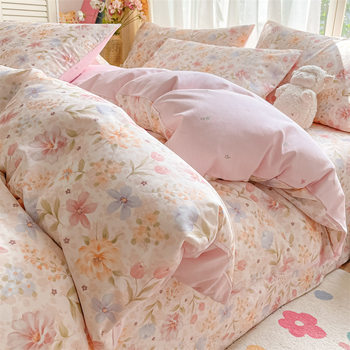 100% Pure Cotton Bed Four-Piece Set Pure Cotton 2025 New Bed Bed Sheets Quilt Cover Bed Bed Sheets Dormitory Three-Piece Bedding Set