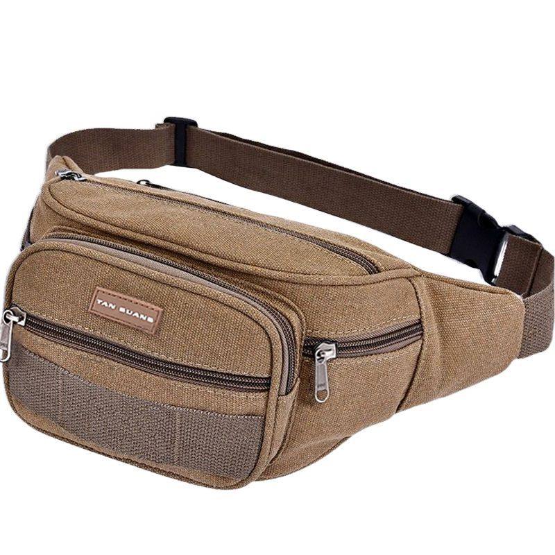 Canvas Waist Bag Is Wear-Resistant, Practical, Multi-Functional, Running, Mobile Phone, Sports, Wallet, Multi-Layered, Large-Capacity Waist Bag Wholesale