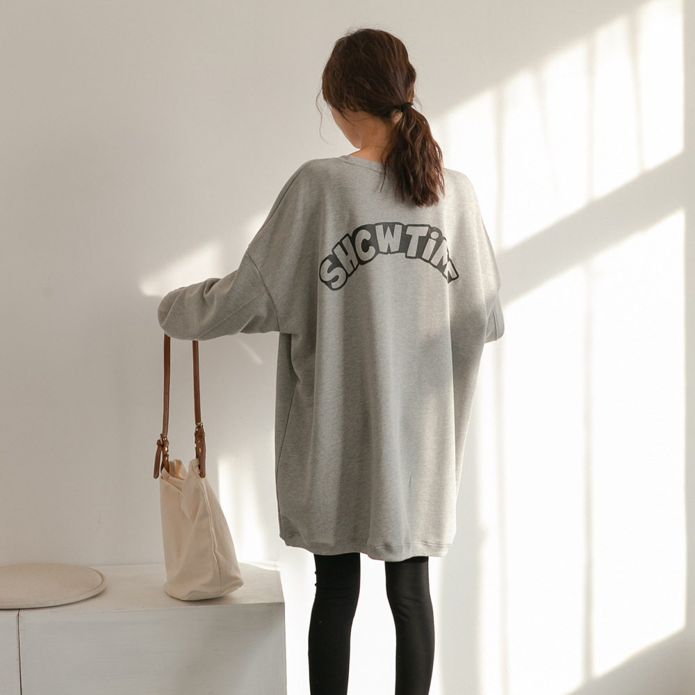 Spring New Maternity Dress Korean Style Loose Slim-fit Women's Mid-length Casual Sweatshirt