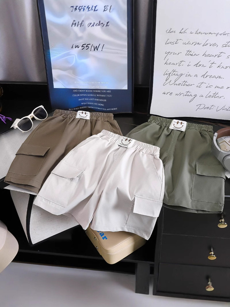 Boys' Summer Shorts, Thin New Style, Big Kids Casual Multi-Pocket Loose Five-Inch Cargo Shorts
