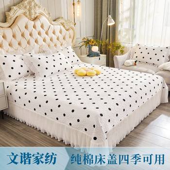 Bed Cover New Pure Cotton Quilted Four-Piece Set Thickened Cotton Korean Style Bed Sheet Kang Cover Four-Season Universal Bedding