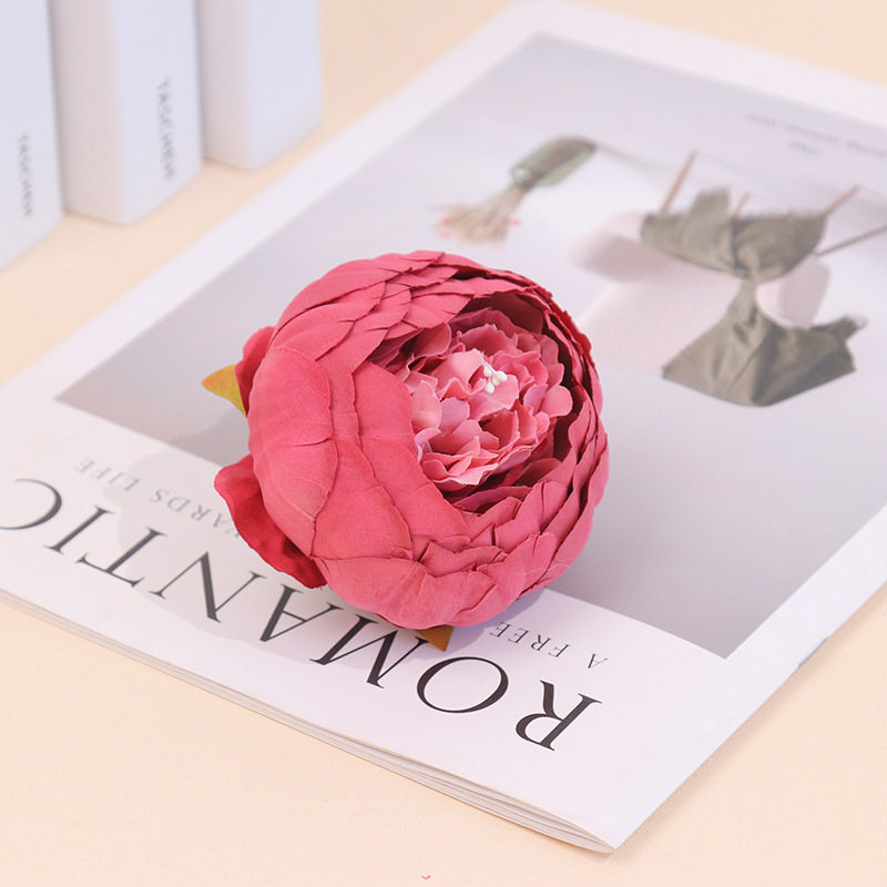 仿真花头苞心牡丹花朵礼盒装饰花墙制作跨境绢花婚庆背景软装假花