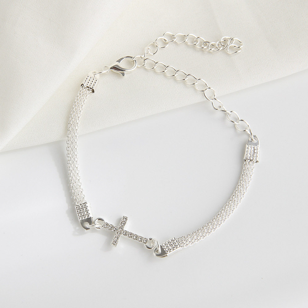 European and American AliExpress Foreign Trade Jewelry Beach Bracelet Exotic Style Full Diamond Cross Bracelet European and American Women's Bracelet